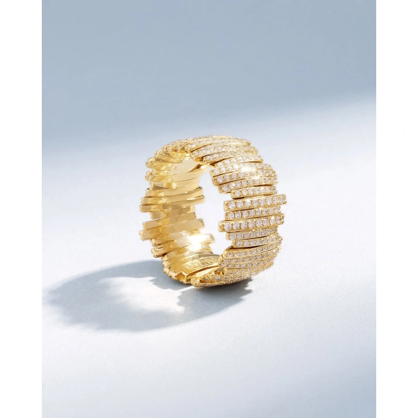 Suzanne Kalan Classic Gold Full Pave Diamond Milli Band in 18K Yellow Gold | Fine Rings | Coveti