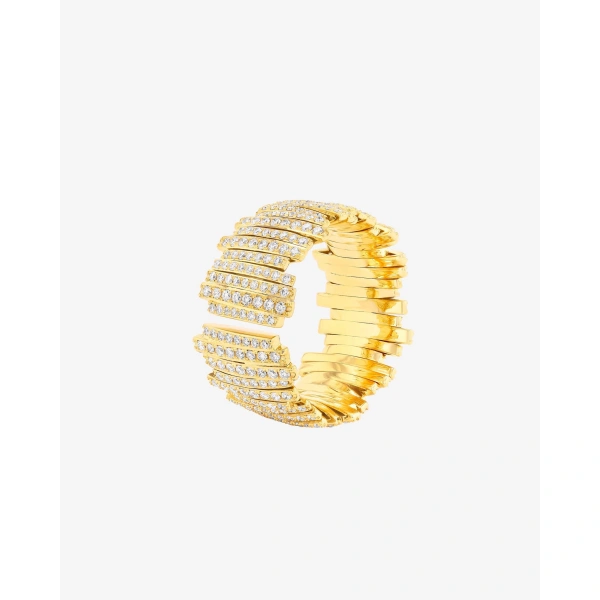Suzanne Kalan Classic Gold Full Pave Diamond Milli Band in 18K Yellow Gold | Fine Rings | Coveti