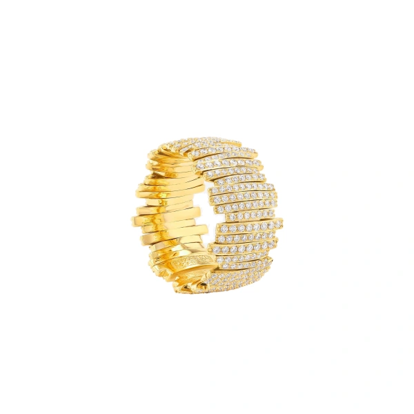 Suzanne Kalan Classic Gold Full Pave Diamond Milli Band in 18K Yellow Gold | Fine Rings | Coveti