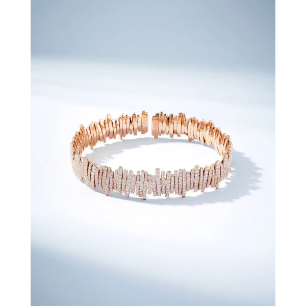 Suzanne Kalan Classic Gold Full Pave Milli Bangle in 18K Rose Gold | Fine Bracelets | Coveti