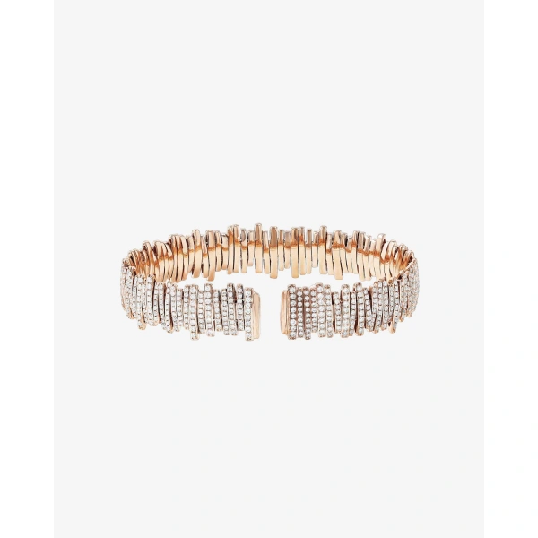 Suzanne Kalan Classic Gold Full Pave Milli Bangle in 18K Rose Gold | Fine Bracelets | Coveti