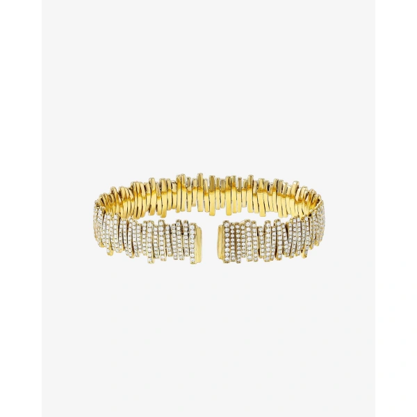 Suzanne Kalan Classic Gold Full Pave Milli Bangle in 18K Yellow Gold | Fine Bracelets | Coveti
