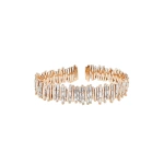 Suzanne Kalan Classic Gold Half Baguette Milli Bangle in 18K Rose Gold | Fine Bracelets | Coveti
