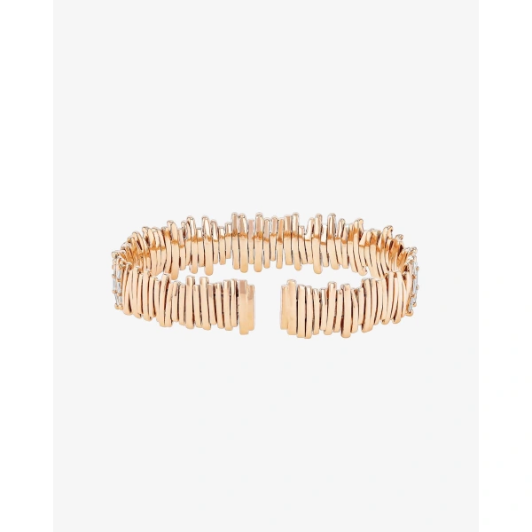 Suzanne Kalan Classic Gold Half Baguette Milli Bangle in 18K Rose Gold | Fine Bracelets | Coveti