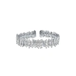 Suzanne Kalan Classic Gold Half Baguette Milli Bangle in 18K White Gold | Fine Bracelets | Coveti