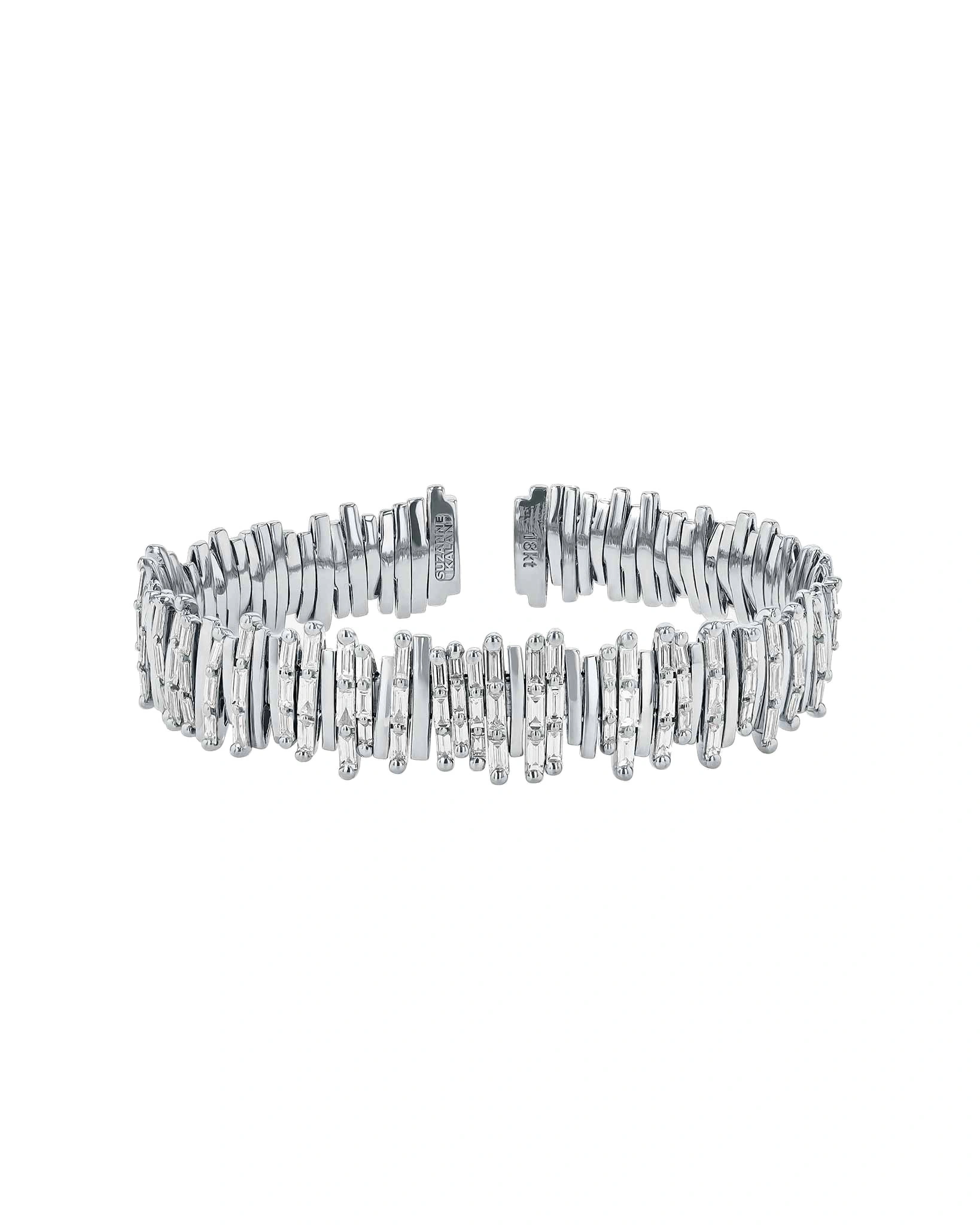 Suzanne Kalan Classic Gold Half Baguette Milli Bangle in 18K White Gold Suzanne Kalan Classic Gold Half Baguette Milli Bangle in 18K White Gold | Fine Bracelets | Coveti