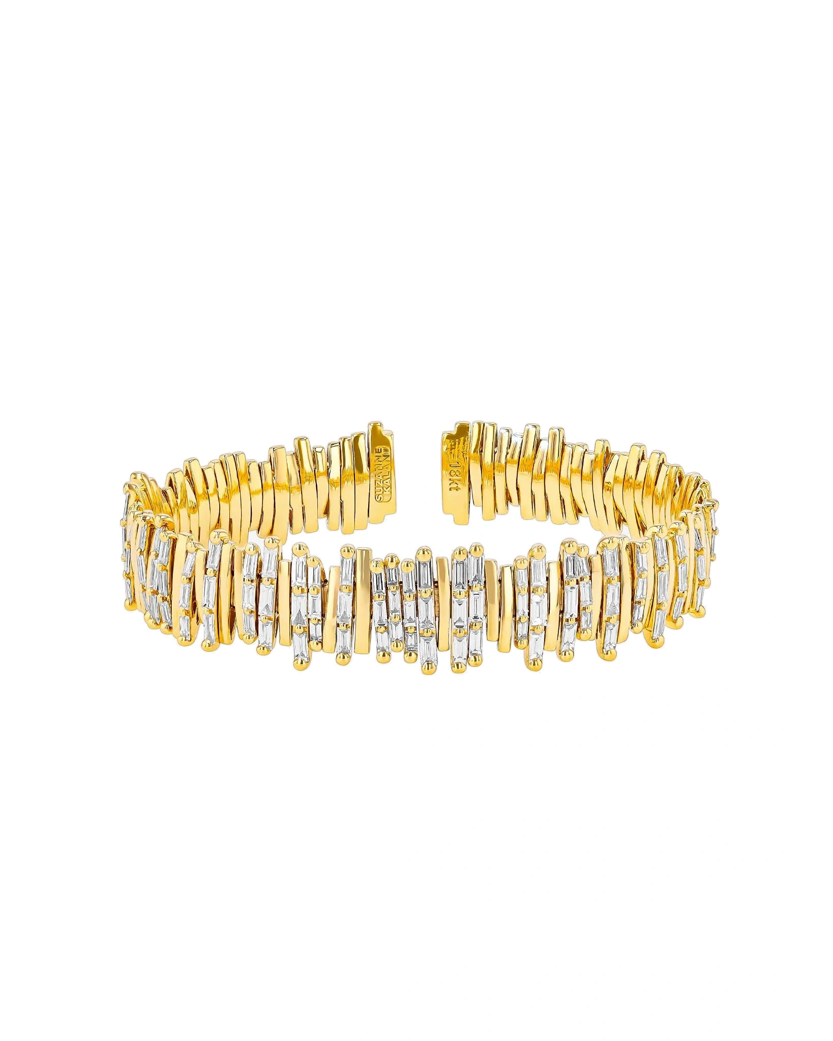 Suzanne Kalan Classic Gold Half Baguette Milli Bangle in 18K Yellow Gold Suzanne Kalan Classic Gold Half Baguette Milli Bangle in 18K Yellow Gold | Fine Bracelets | Coveti
