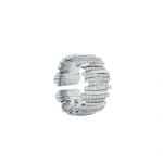 Suzanne Kalan Classic Gold Half Pave Diamond Milli Band in 18K White Gold | Fine Rings | Coveti