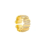 Suzanne Kalan Classic Gold Half Pave Diamond Milli Band in 18K Yellow Gold | Fine Rings | Coveti