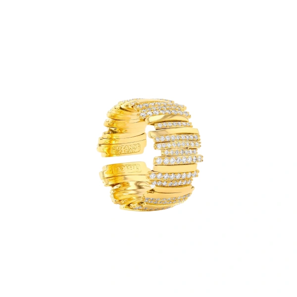 Classic Gold Half Pave Diamond Milli Band in 18K Yellow Gold
