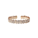 Suzanne Kalan Classic Gold Half Pave Milli Bangle in 18K Rose Gold | Fine Bracelets | Coveti