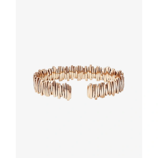 Suzanne Kalan Classic Gold Half Pave Milli Bangle in 18K Rose Gold | Fine Bracelets | Coveti