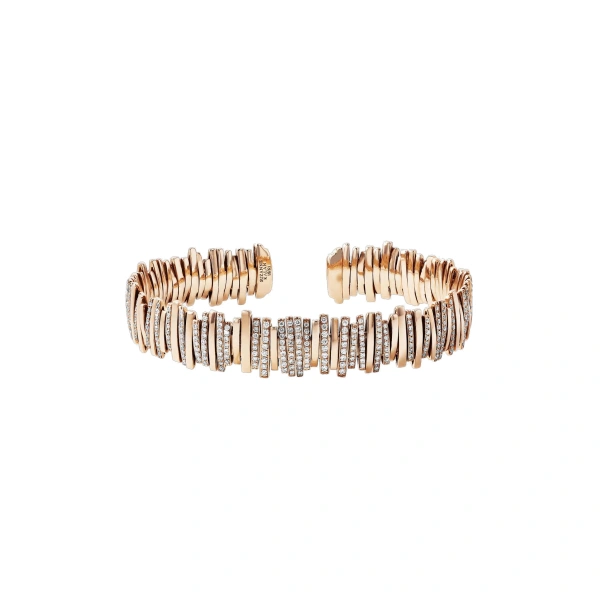 Classic Gold Half Pave Milli Bangle in 18K Rose Gold