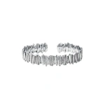 Suzanne Kalan Classic Gold Half Pave Milli Bangle in 18K White Gold | Fine Bracelets | Coveti