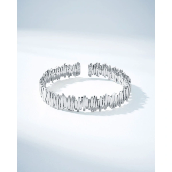 Suzanne Kalan Classic Gold Milli Bangle in 18K White Gold | Fine Bracelets | Coveti