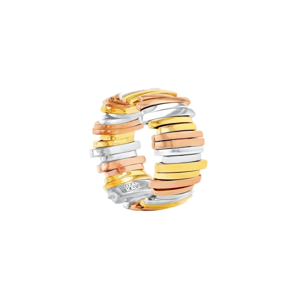 Suzanne Kalan Classic Gold Three-Tone Milli Band in 18K Three-Tone Gold | Fine Rings | Coveti