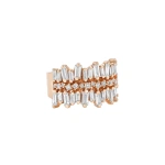 Suzanne Kalan Double Short Stack Diamond Half Band in 18K Rose Gold | Fine Rings | Coveti
