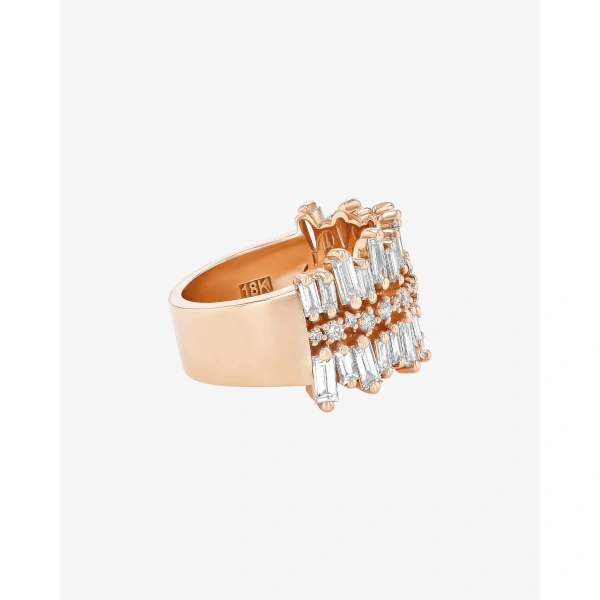 Suzanne Kalan Double Short Stack Diamond Half Band in 18K Rose Gold | Fine Rings | Coveti