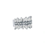 Suzanne Kalan Double Short Stack Diamond Half Band in 18K White Gold | Fine Rings | Coveti