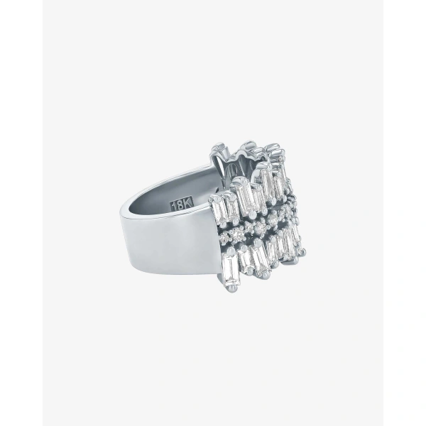 Suzanne Kalan Double Short Stack Diamond Half Band in 18K White Gold | Fine Rings | Coveti