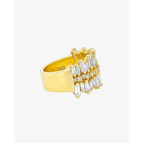 Suzanne Kalan Double Short Stack Diamond Half Band in 18K Yellow Gold | Fine Rings | Coveti