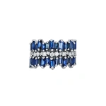 Suzanne Kalan Double Short Stack Half Band in 18K White Gold, Dark Blue Sapphire | Fine Rings | Coveti