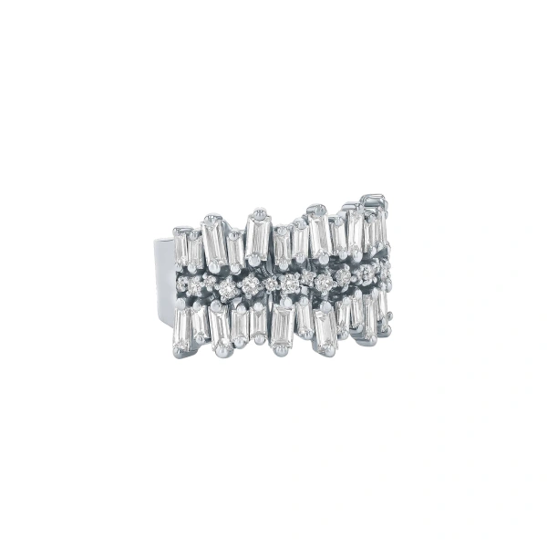 Suzanne Kalan Double Short Stack Half Band in 18K White Gold | Fine Rings | Coveti