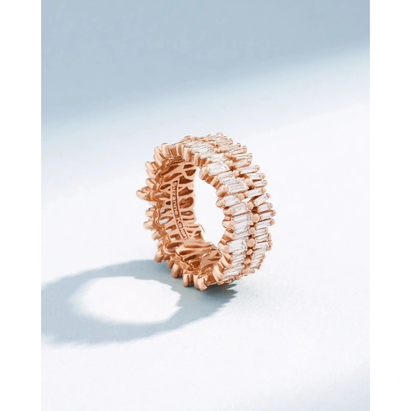 Suzanne Kalan Double Stack Diamond Eternity Band in 18K Rose Gold | Fine Rings | Coveti