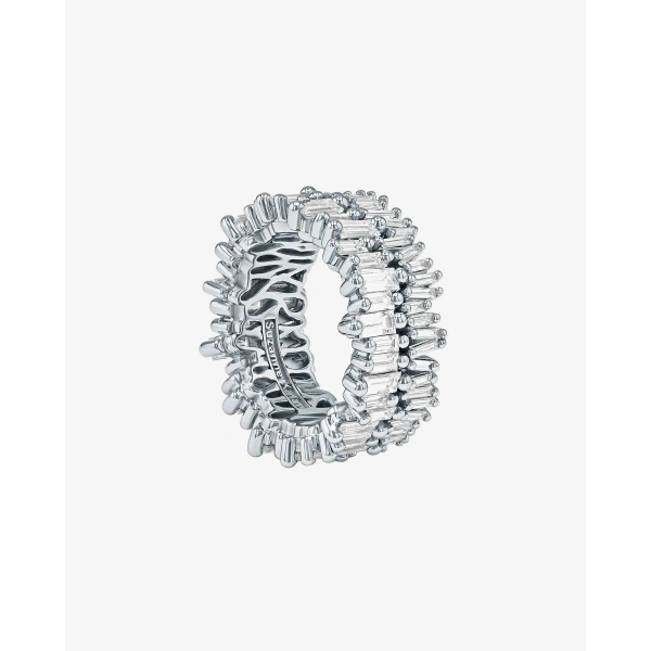 Suzanne Kalan Double Stack Diamond Eternity Band in 18K White Gold | Fine Rings | Coveti