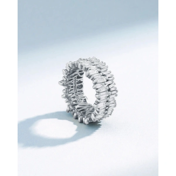 Suzanne Kalan Double Stack Diamond Eternity Band in 18K White Gold | Fine Rings | Coveti