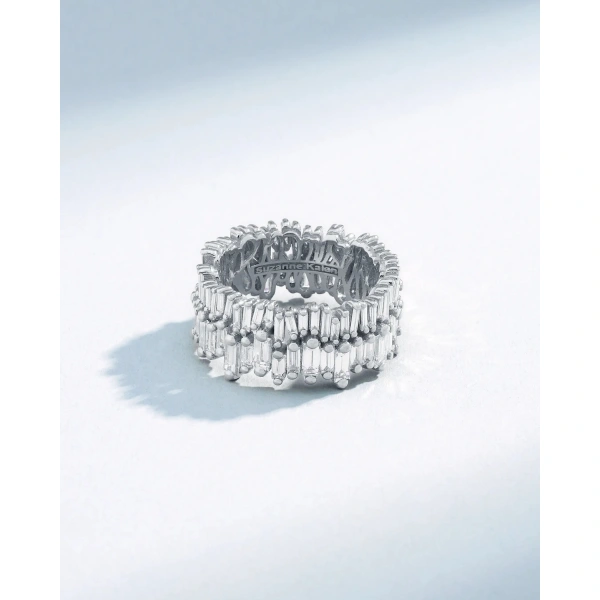 Suzanne Kalan Double Stack Diamond Eternity Band in 18K White Gold | Fine Rings | Coveti