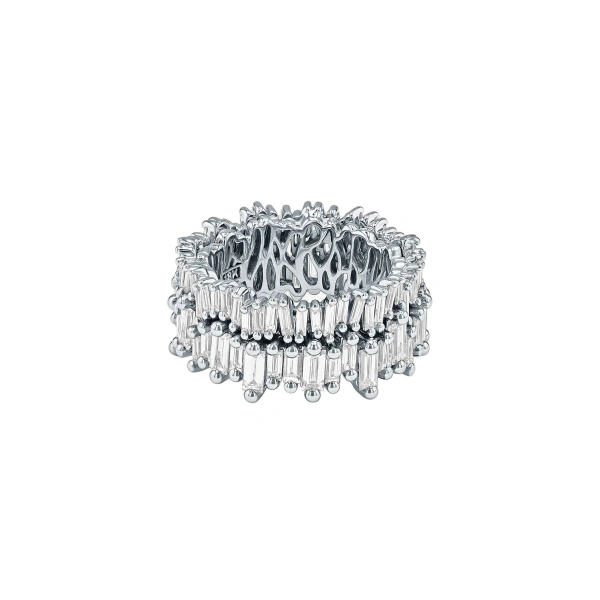 Suzanne Kalan Double Stack Diamond Eternity Band in 18K White Gold | Fine Rings | Coveti