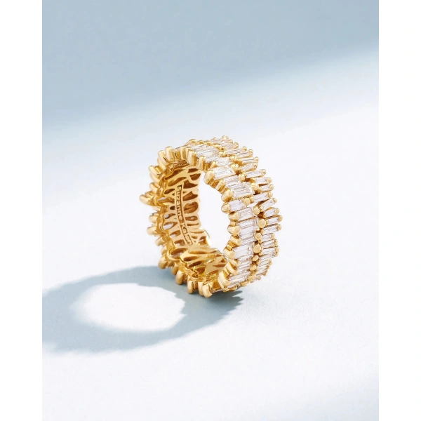 Suzanne Kalan Double Stack Diamond Eternity Band in 18K Yellow Gold | Fine Rings | Coveti