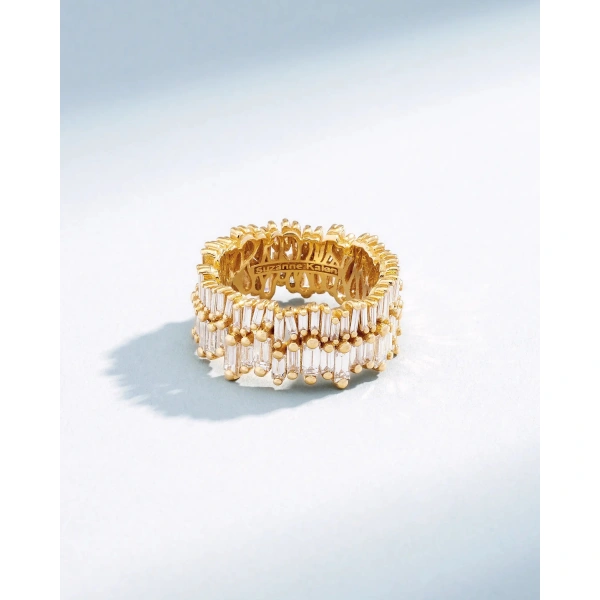 Suzanne Kalan Double Stack Diamond Eternity Band in 18K Yellow Gold | Fine Rings | Coveti