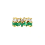 Suzanne Kalan Double Stack Eternity Band in 18K Yellow Gold, Emerald | Fine Rings | Coveti