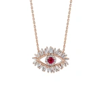 Suzanne Kalan Evil Eye Midi Pendant in 18K Rose Gold, Ruby | Fine Necklaces | Coveti