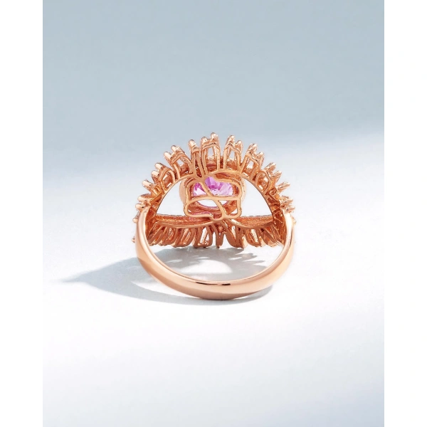 Suzanne Kalan Evil Eye Milli Pink Sapphire Half Pave Ring in 18K Rose Gold | Fine Rings | Coveti