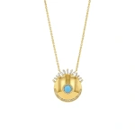 Suzanne Kalan Evil Eye Milli Turquoise Sunrise Pendant in 18K Yellow Gold | Fine Necklaces | Coveti