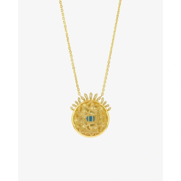 Suzanne Kalan Evil Eye Milli Turquoise Sunrise Pendant in 18K Yellow Gold | Fine Necklaces | Coveti