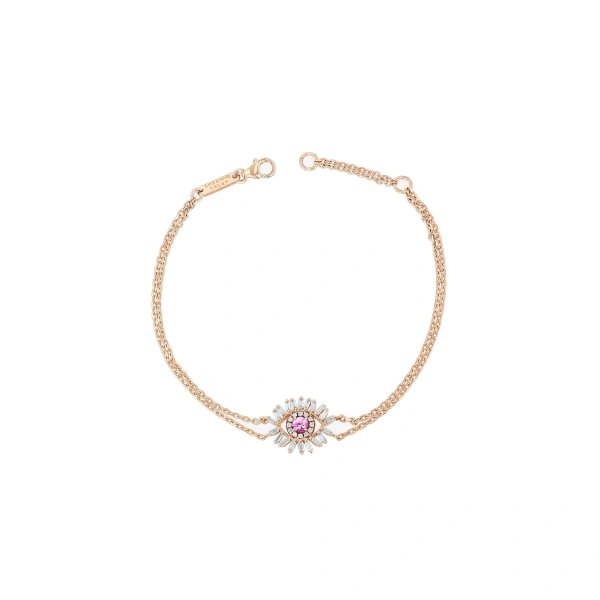Suzanne Kalan Evil Eye Mini Bracelet in 18K Rose Gold, Pink Sapphire | Fine Bracelets | Coveti