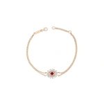 Suzanne Kalan Evil Eye Mini Bracelet in 18K Rose Gold, Ruby | Fine Bracelets | Coveti