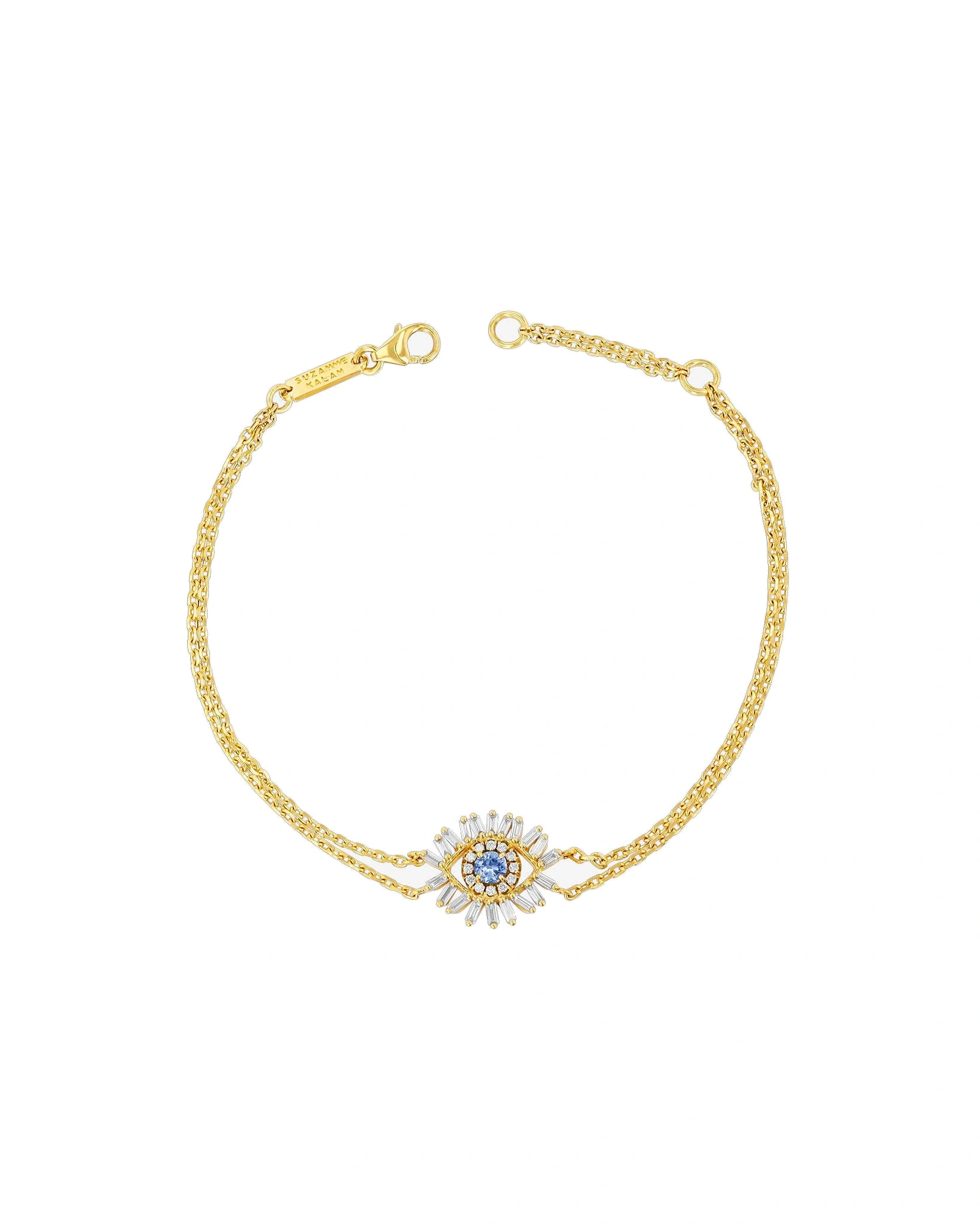 Suzanne Kalan Evil Eye Mini Bracelet in 18K Yellow Gold, Light Blue Sapphire Suzanne Kalan Evil Eye Mini Bracelet in 18K Yellow Gold, Light Blue Sapphire | Fine Bracelets | Coveti