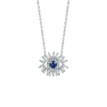 Suzanne Kalan Evil Eye Mini Dark Blue Sapphire Pendant in 18K White Gold | Fine Necklaces | Coveti