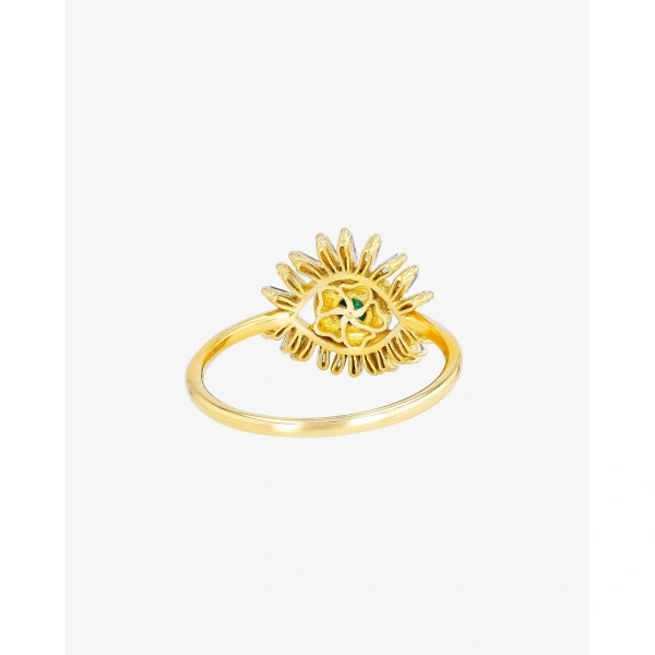 Suzanne Kalan Evil Eye Mini Emerald Ring in 18K Yellow Gold | Fine Rings | Coveti