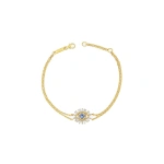 Suzanne Kalan Evil Eye Mini Light Blue Sapphire Bracelet in 18K Yellow Gold | Fine Bracelets | Coveti