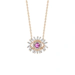 Suzanne Kalan Evil Eye Mini Pendant in 18K Rose Gold, Pink Sapphire | Fine Necklaces | Coveti