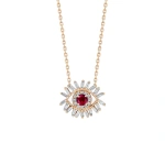 Suzanne Kalan Evil Eye Mini Pendant in 18K Rose Gold, Ruby | Fine Necklaces | Coveti