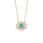 Suzanne Kalan Evil Eye Mini Pendant in 18K Yellow Gold, Turquoise | Fine Necklaces | Coveti