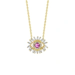 Suzanne Kalan Evil Eye Mini Pink Sapphire Pendant in 18K Yellow Gold | Fine Necklaces | Coveti
