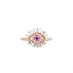 Suzanne Kalan Evil Eye Mini Pink Sapphire Ring in 18K Rose Gold | Fine Rings | Coveti